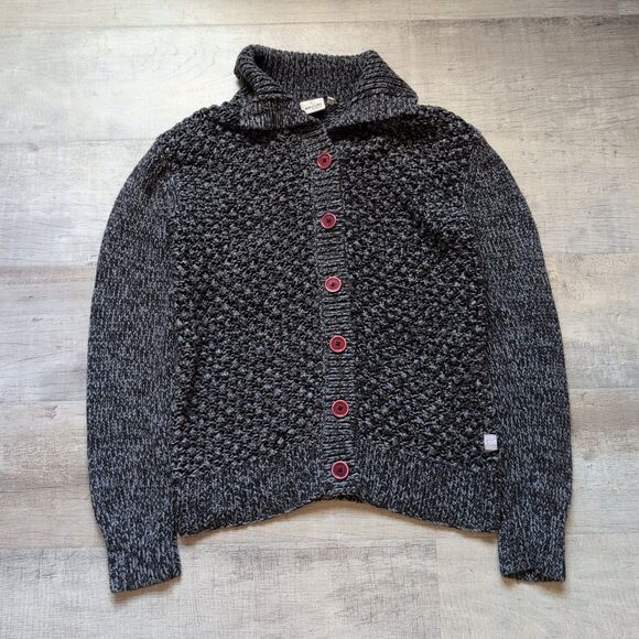 Cute Rip Curl Long Sleeve Open Knit Gray Sweater Cardigan Women’s Large L Y2K - Picture 1 of 8